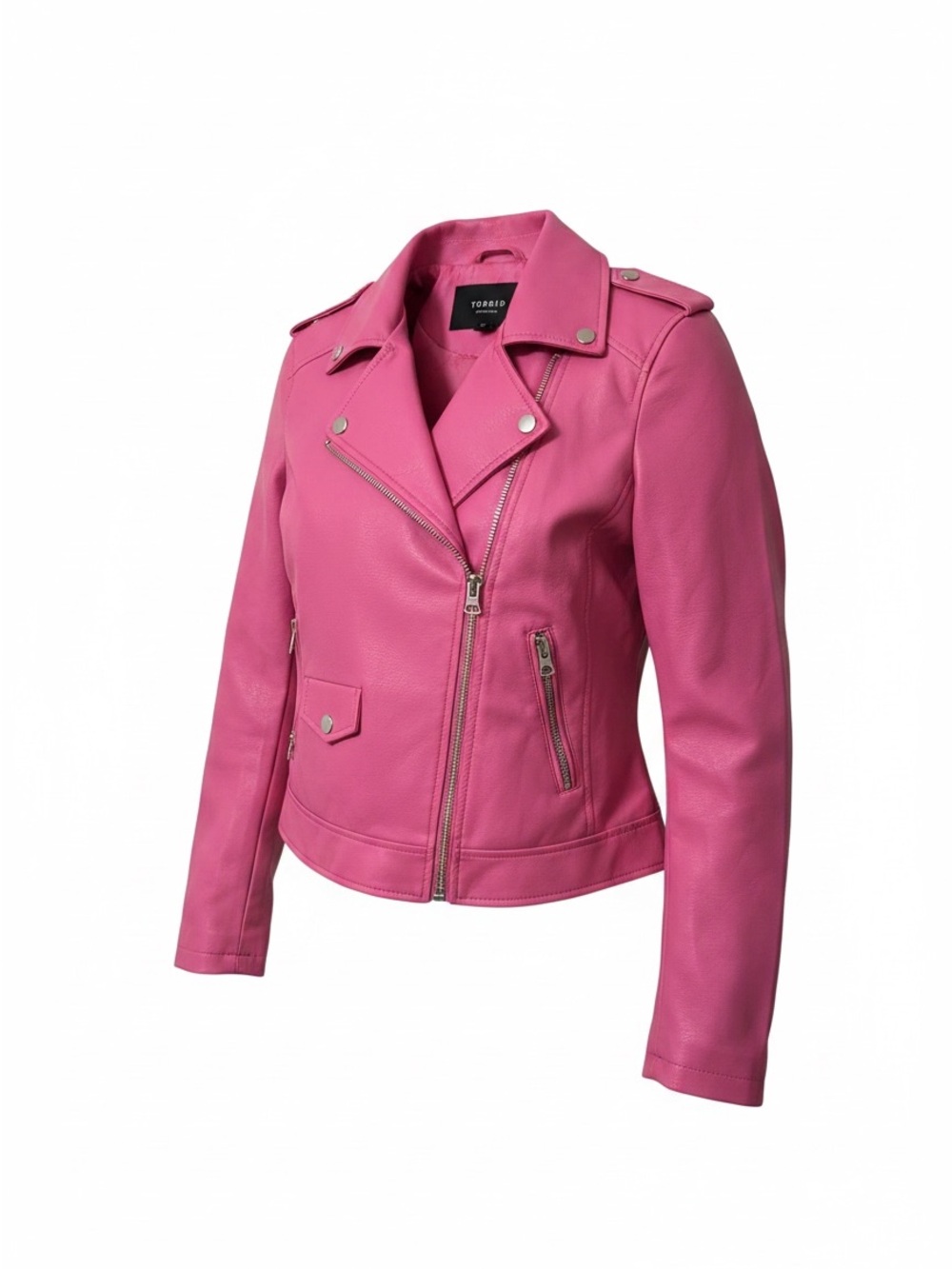 Torrid Hot Pink Faux Leather Moto Jacket Size 2